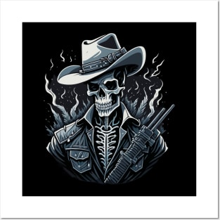 Cowboy Skull with Gun Posters and Art